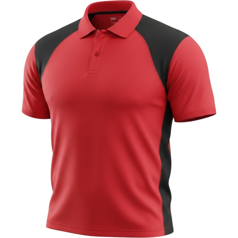 HPI Direct  Mens 2XL Polo Shirt Red Black Short Sleeve HS-650RD-SM